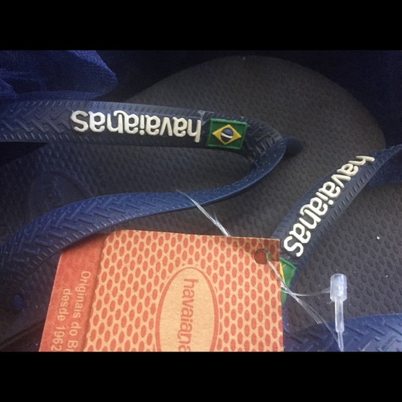 HAVAIANAS NAVY BLUE Frm BRAZIL Sandals 37-38 - Picture 2 of 4